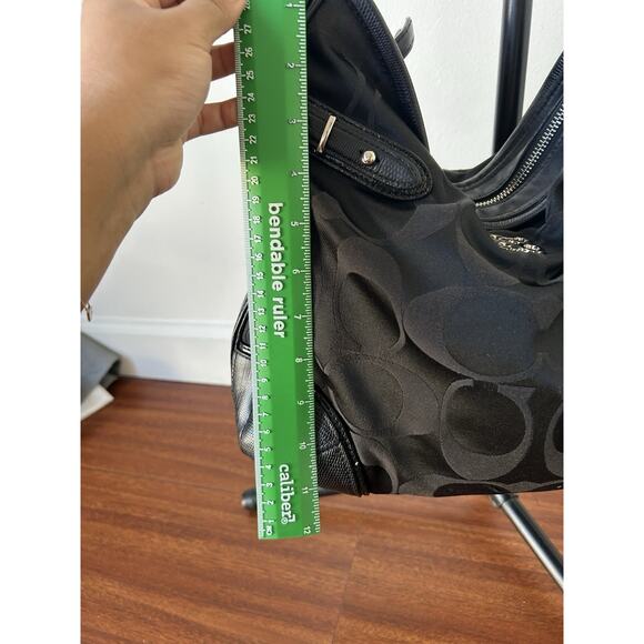 Y2K Coach Signature Snake Embossed/Canvas Shoulder Bag SilverHardware 16408 Read - Picture 12 of 16